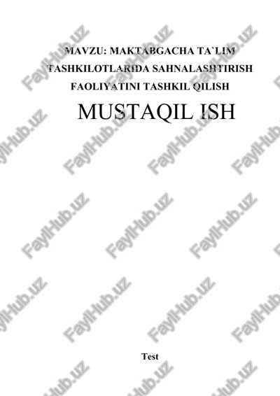 15 talik test sahnalashtirish fanidan — DOCX