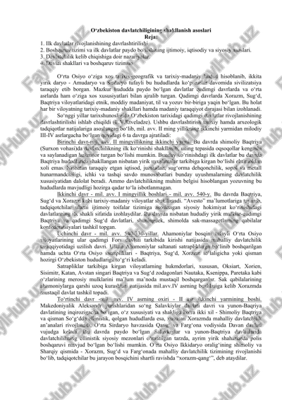 o‘zbekiston davlatchiligining shakllanish asoslari — DOCX
