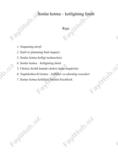 sonlar ketma – ketligining limiti — DOC