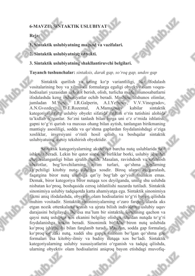 sintaktik uslubiyat — DOC
