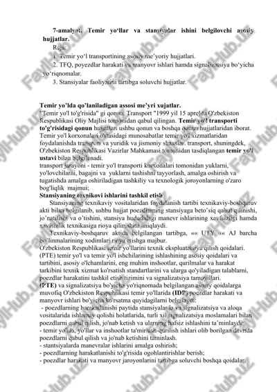 temir yo‘l transportining asosiy me’yoriy hujjatlari — DOCX