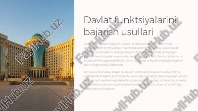 davlat funktsiyalarini bajarish usullari — PPTX
