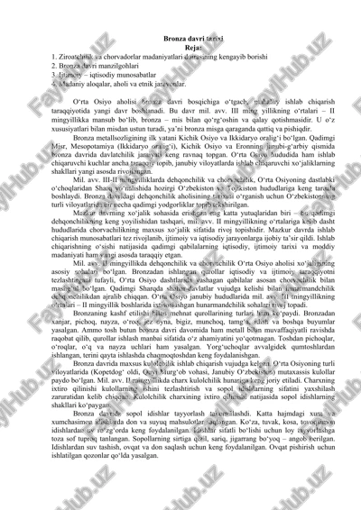 bronza davri tarixi — DOCX
