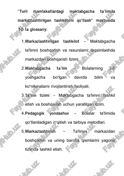 markazlashtirilgan ta'lim tizimi — DOCX