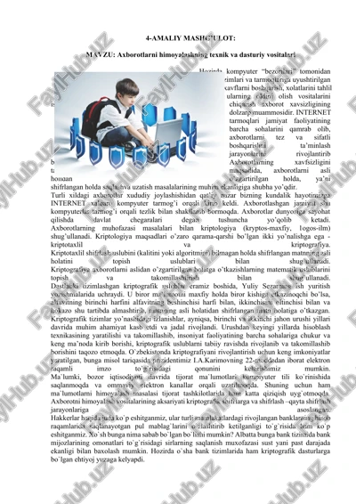 axborotlarni himoyalash texnik va dasturiy vositalari — DOCX
