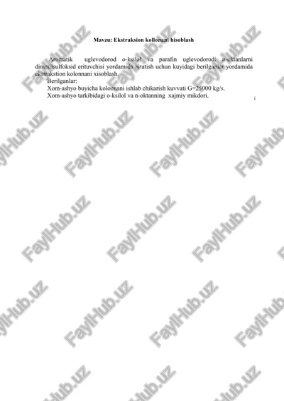 ekstraksion kollonani hisoblash — DOCX