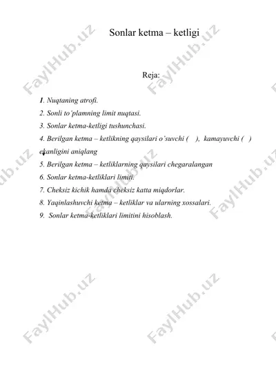 sonlar ketma – ketligi — DOC