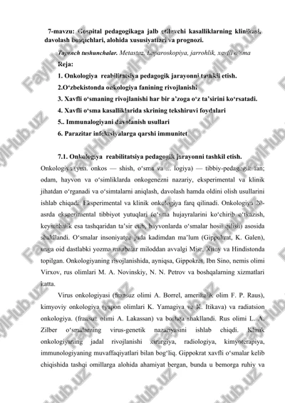 onkologiya reabilitatsiya pedagogik jarayonni tashkil etish — DOC