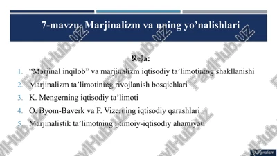 "marjinalinqilob” va marjinalizm iqtisodiy taʼlimotining shakllanishi — PPTX