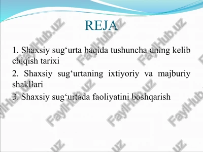 shaxsiy sug‘urta — PPTX