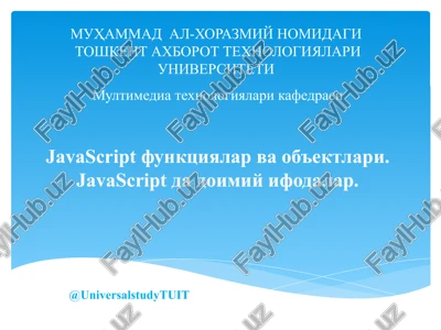 javascript funktsiyalar va ob'ektlari — PPTX