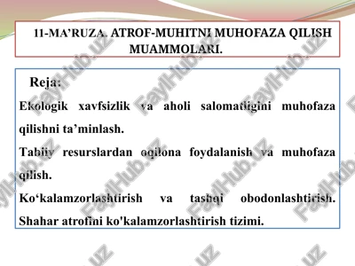 ekologiya va shahar muhofaza — PPTX