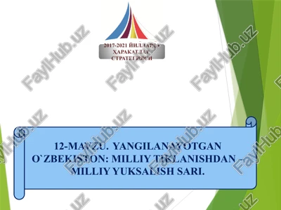 o'zbekiston milliy tiklanishdan milliy yuksalish sari — PPTX