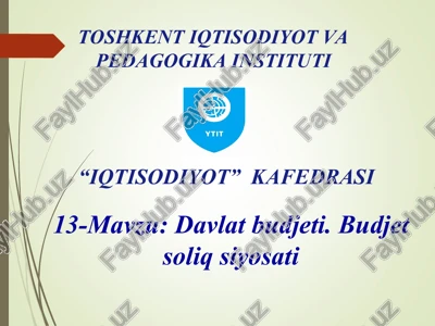 davlat budjeti. budjet soliq siyosati — PPT