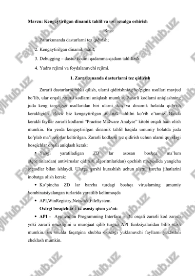 kengaytirilgan dinamik tahlil va uni amalga oshirish — DOCX