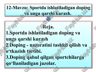 sportda ishlatiladigan doping va unga qarshi kurash — PPT
