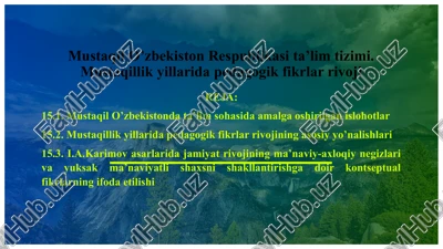 mustaqil o’zbekistonda ta’lim sohasida amalga oshirilgan islohotlar — PPTX