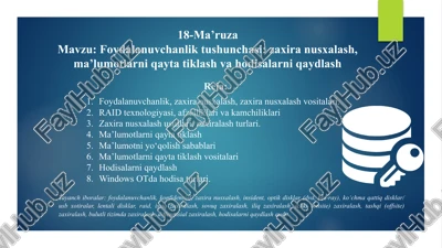 zaxiranusxalash vositalari — PPTX