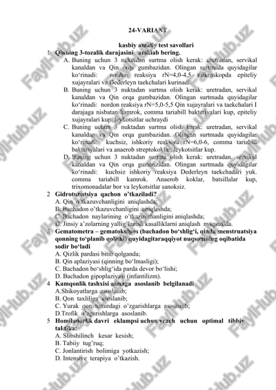 kasbiy amaliy test savollari — DOCX