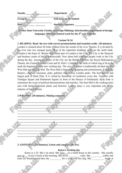 mid-term control work for the 4th year students — DOCX