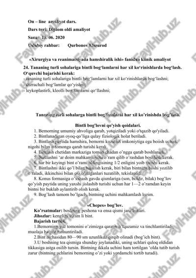 bintli bog'lovni qo'yish — DOCX