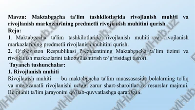 maktabgacha ta'lim tashkilotlari va rivojlanish markazlari — PPTX