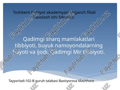qadimgi sharq mamlekatlari tibbiyoti — PPTX
