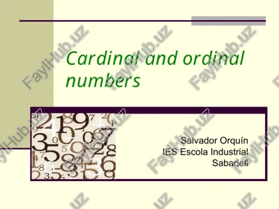 cardinal and ordinal numbers — PPT