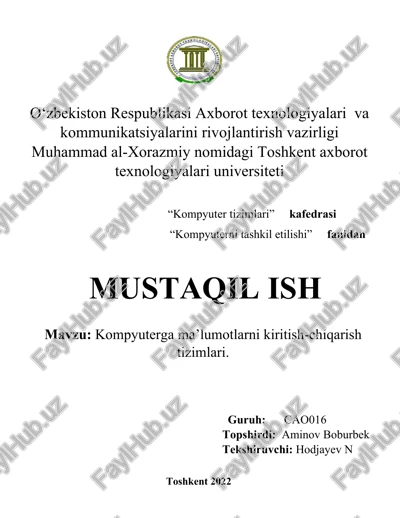 kompyuterga ma’lumotlarni kiritish-chiqarish tizimlari — DOCX