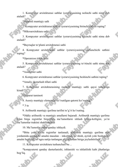 kompyuter arxitekturasi sathlar iyerarxiyasi — DOCX
