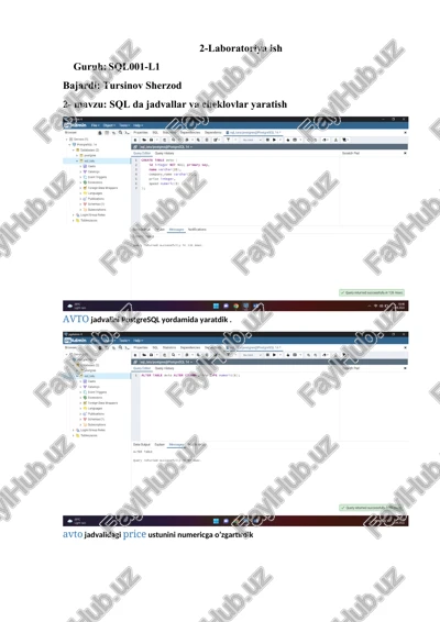 sql avto jadvali — DOCX