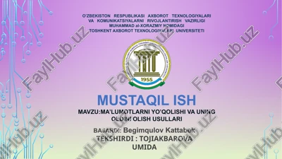 ma’lumotlarni yo’qolishi va uning oldini olish usullari — PPTX