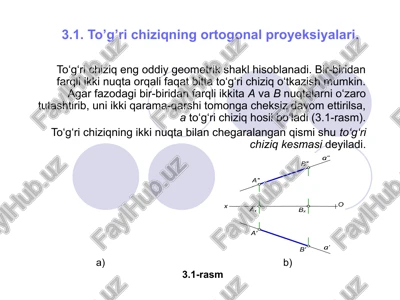 to’g’ri chiziqning ortogonal proyeksiyalari — PPT