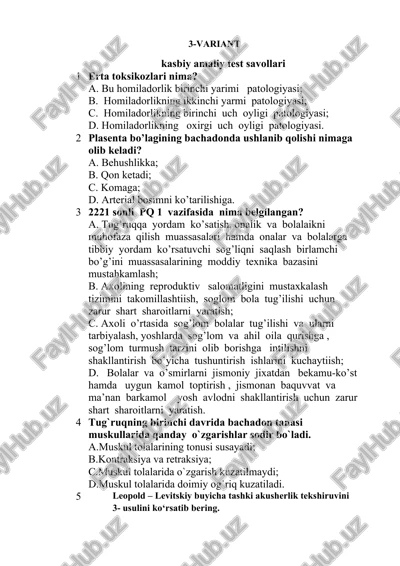 kasbiy amaliy test savollari — DOCX