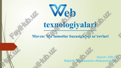 ma’lumotlarbazasiga sqlso’rovlari — PPTX