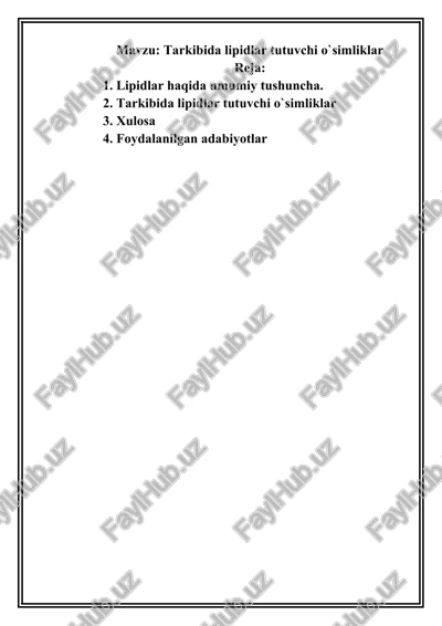 tarkibida lipid tutuvchi o'simliklar — DOC