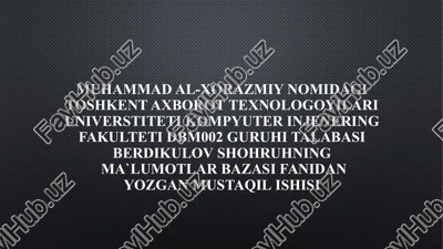 ma`lumotlar bazasi ni loyihalash — PPTX