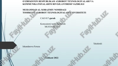 protsessorlar, turlari va xususiyatlari — PPTX