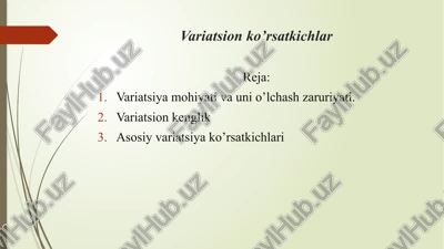 variatsion ko’rsatkichlar — PPTX