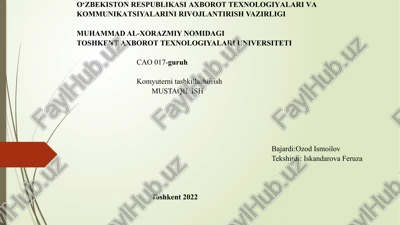 protsessorlar, turlari va xususiyatlari — PPTX