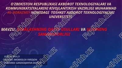 saralashning qat’iy usullari va ularning samaradorligi — PPTX