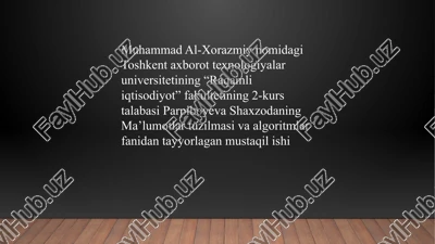 chiziqli va binar qidiruv usullarini tatbiq — PPTX
