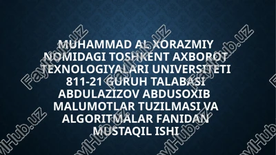 ma’lumotlar tuzilmasi va algoritmlar — PPTX