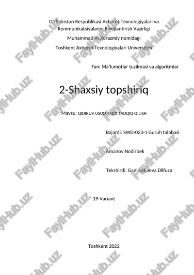 qidiruv usullarini tadqiq qilish — DOCX