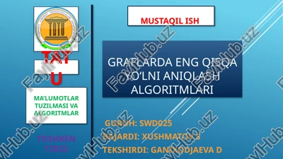 graflardaengqisqayo‘lnianiqlashalgoritmlari — PPTX