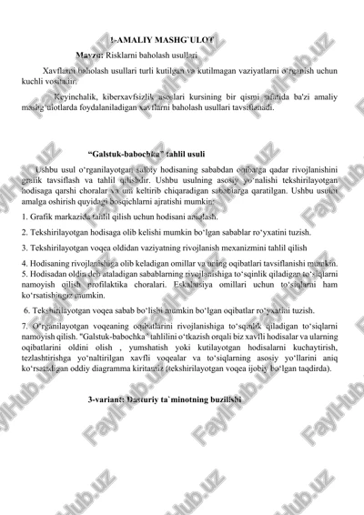 risklarni baholash usullari — DOCX