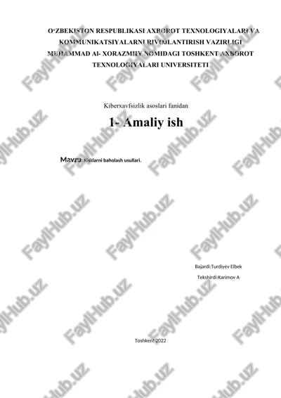 risklarni baholash usullari — DOCX
