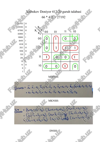 mantiqiy algebraik funksiyalar — DOCX