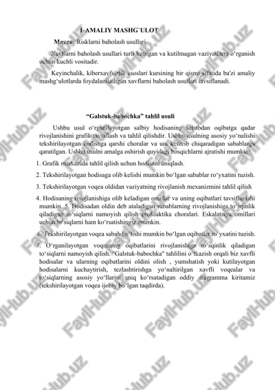 risklarni baholash usullari — DOCX