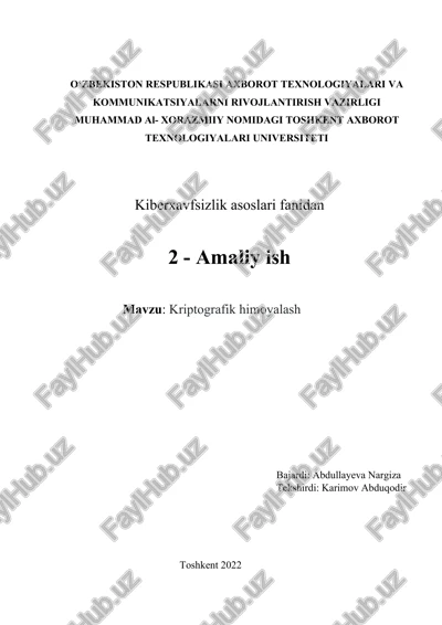 kriptografik himoyalash — DOCX